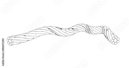 Close-up wire rope cable; Heavy duty strands; lifting and rigging cable