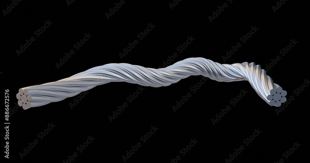Close-up wire rope cable; Heavy duty strands; lifting and rigging cable Close-up wire rope cable; Heavy duty strands; lifting and rigging cable