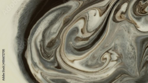 Satisfying Visuals: Abstract Alpha Matte Black and White Color Mixing in Yin and Yang Art. High quality 4k footage
