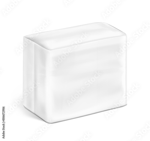 Packaging bag mockup. Vector illustration isolated on white background. Ready for your design. Suite for the presentation of pads, diaper, wet wipes, foods, household, etc. EPS10.