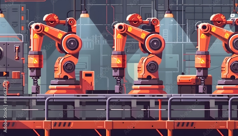 Industrial Robotic Arms in a Factory Setting Industrial Robotic Arms in a Factory Setting
