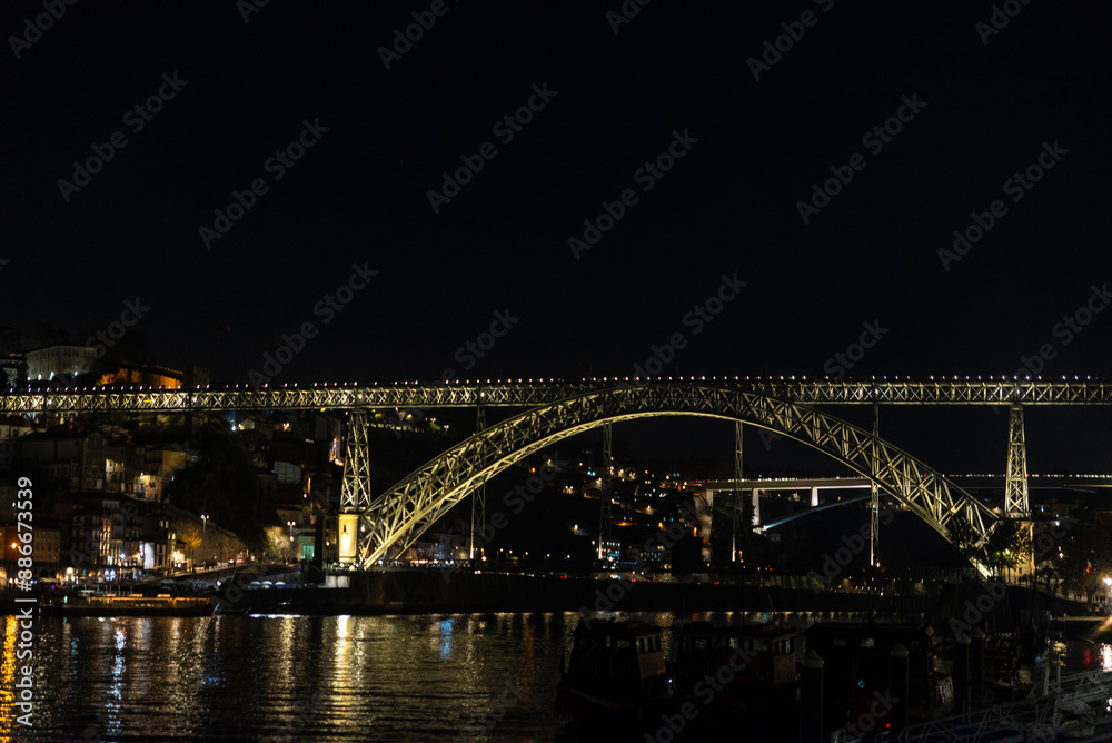 Dom Luis I bridge at night in Porto, Portugal Dom Luis I bridge at night in Porto, Portugal