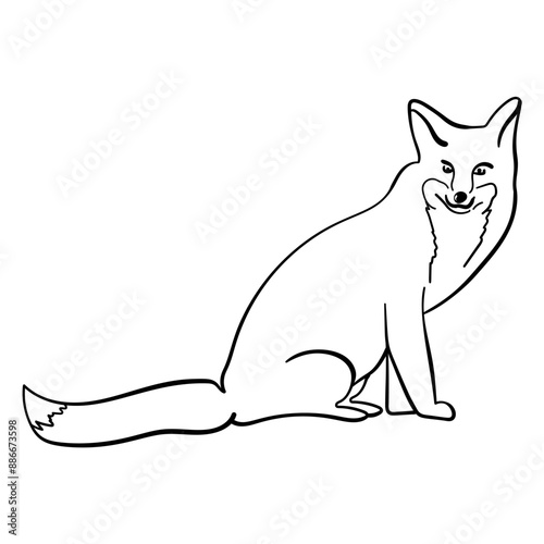 Fox coloring page, cute predatory animal for creativity or design