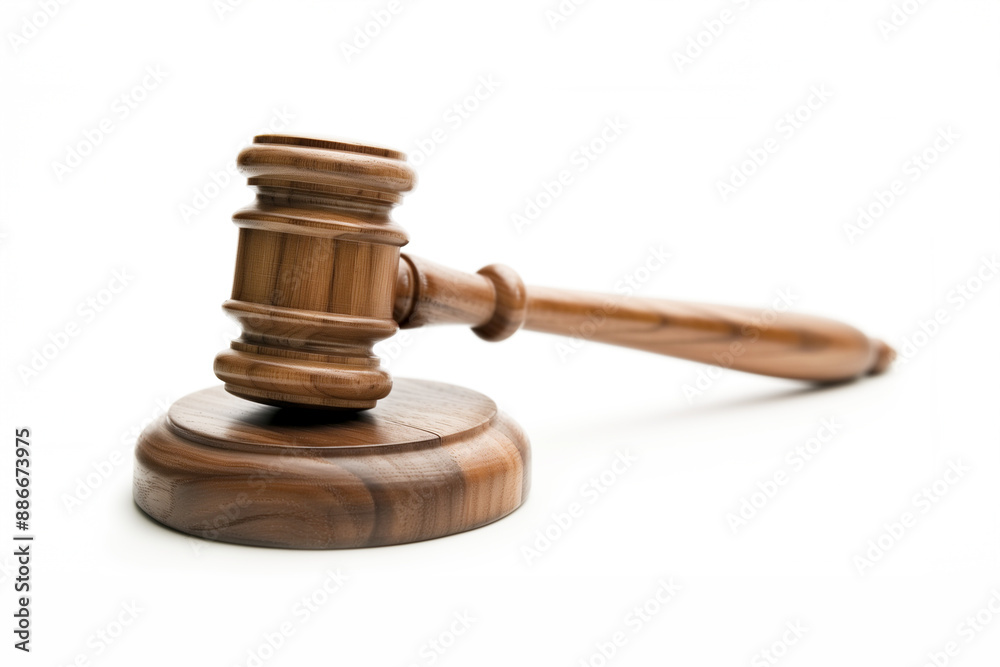 Wooden gavel resting on sound block as symbol for authority law and justice Wooden gavel resting on sound block as symbol for authority law and justice