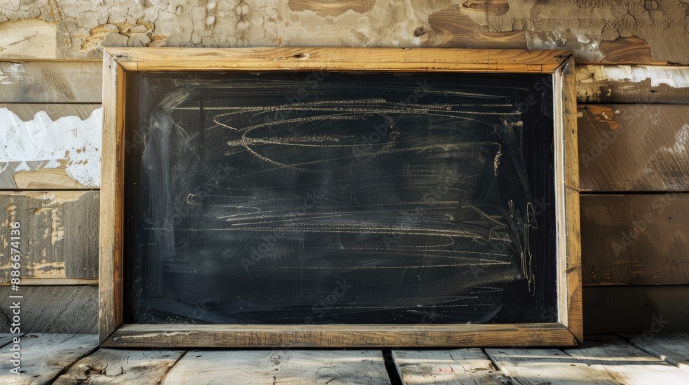 Chalkboard on wood backdrop in landscape orientation Chalkboard on wood backdrop in landscape orientation