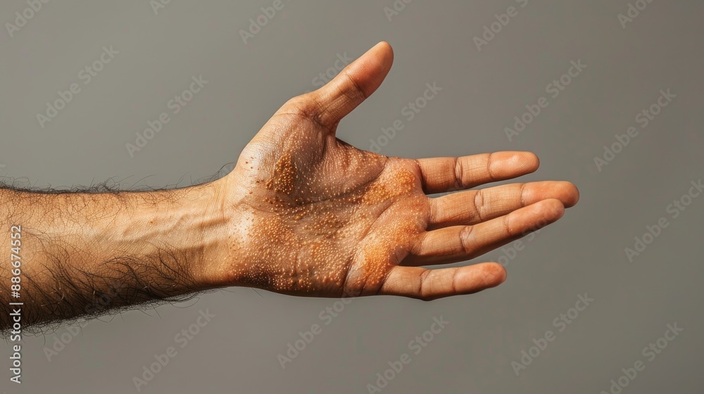 Close up image of atopic dermatitis on man s hand with gray background Understanding dermatology Close up image of atopic dermatitis on man s hand with gray background Understanding dermatology
