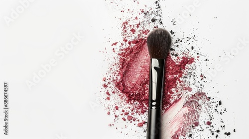 Close up isolated professional makeup with white background and copy space