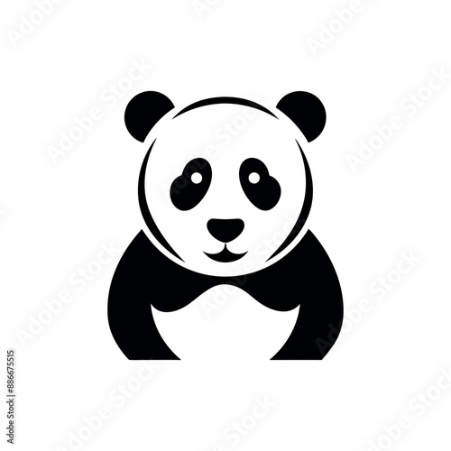 panda bear silhouette Logo design vector template. Panda Icon Illustration black white, Minimal panda logo template animal logo icon adorable panda head logo template