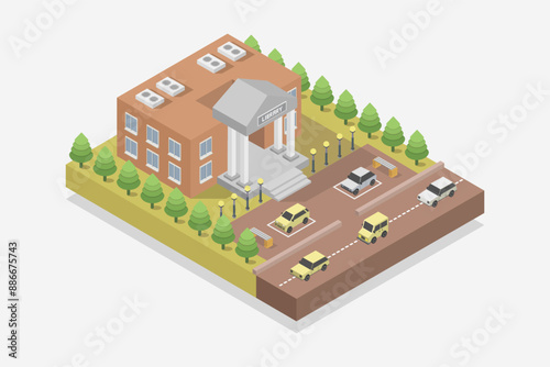 Isometric Library Building