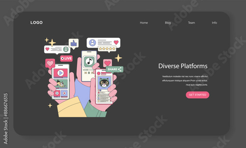 Social Influencers. Flat Vector Illustration