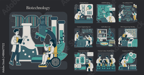 Biotechnology. Flat Vector Illustration