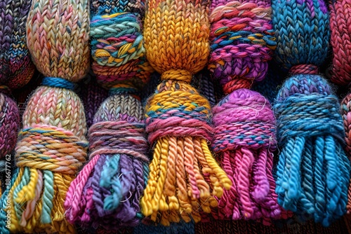 Vibrant Threads. Latin Tapestry. Colorful Woven Textile Background