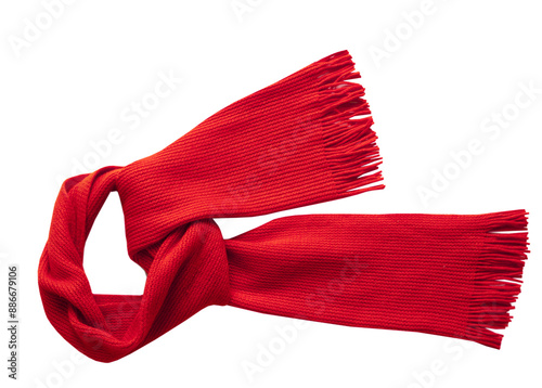 Red scarf isolated on white. Single object.
