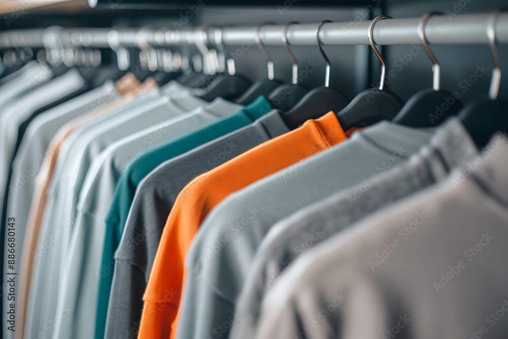 Fototapeta premium Selling and promoting products online concept, organizing work room or studio for displaying products and adding interest to increase sales, representative or influencer sell shirt