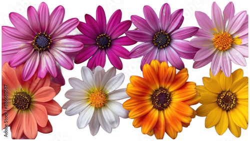 group of colorful flowers arranged in a row