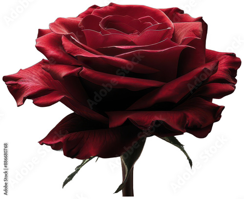 red rose with a stem in the dark