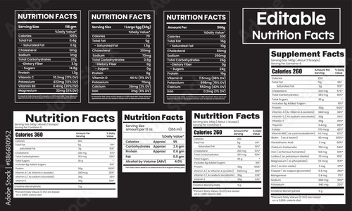 nutrition facts label,supplement facts label,vitamin facts label and nutrition facts information 