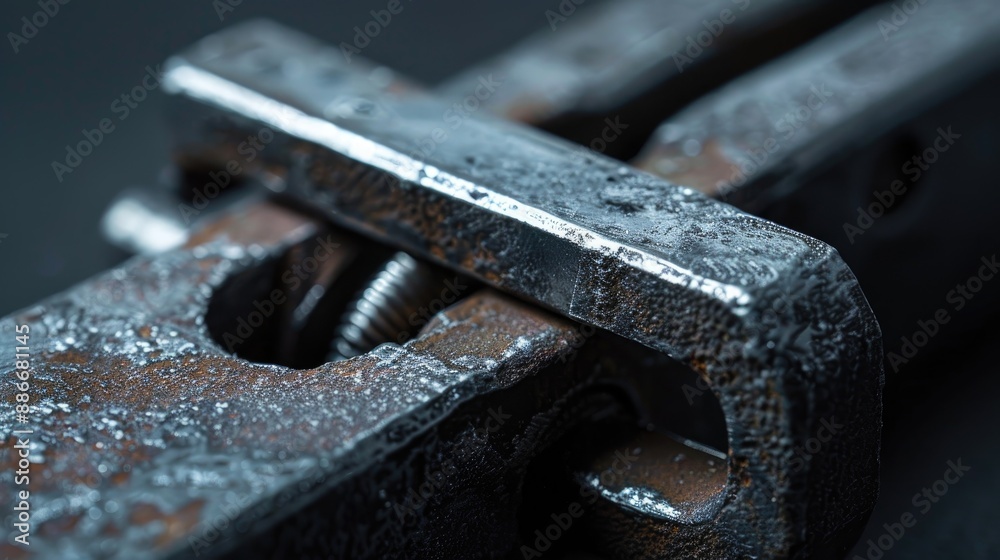 Close up of compact metal vise with empty space Close up of compact metal vise with empty space