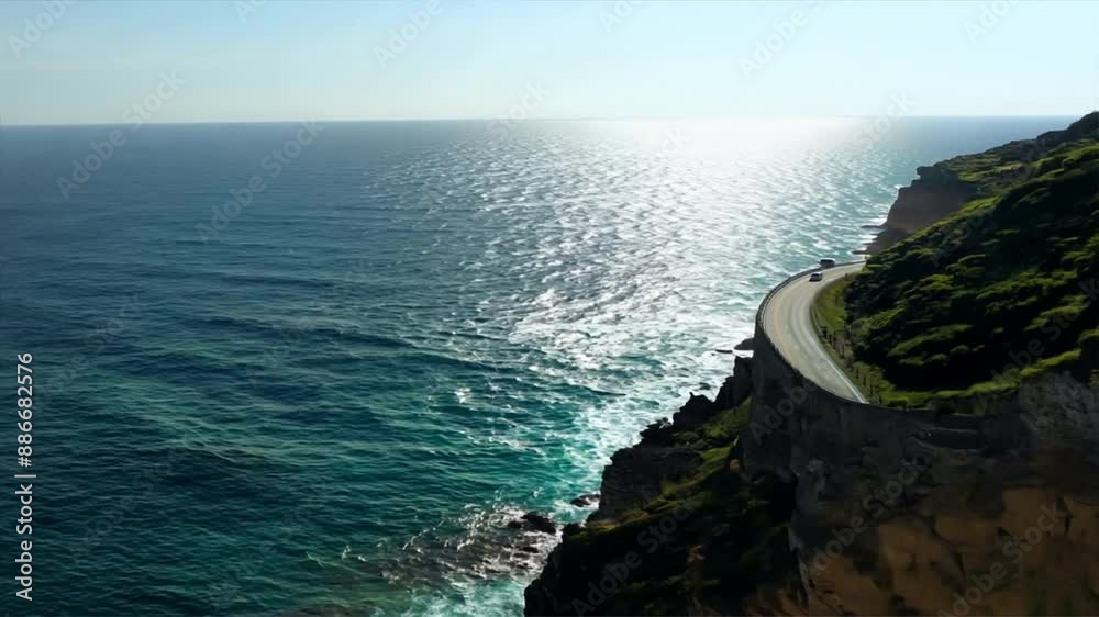 scenic coastal road with dramatic cliffs and ocean views scenic coastal road with dramatic cliffs and ocean views