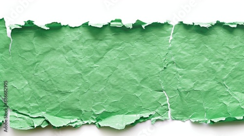 Dartmouth green fiber paper with torn edges on white background scanned at 1600dpi professionally