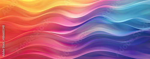 A lively rainbow gradient wave pattern with soft, flowing curves and a harmonious blend of colors,