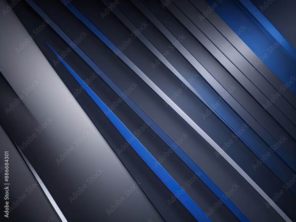 Sharp edges, a dark blue gradient, abstract background with black lines and geometric patterns, a modern minimalist design, and light reflection on the metal strips' surface Sharp edges, a dark blue gradient, abstract background with black lines and geometric patterns, a modern minimalist design, and light reflection on the metal strips' surface