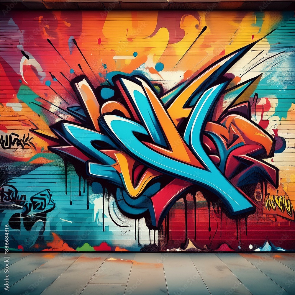 Fototapeta premium Close-up of urban graffitis painted on the wall for your creative design 