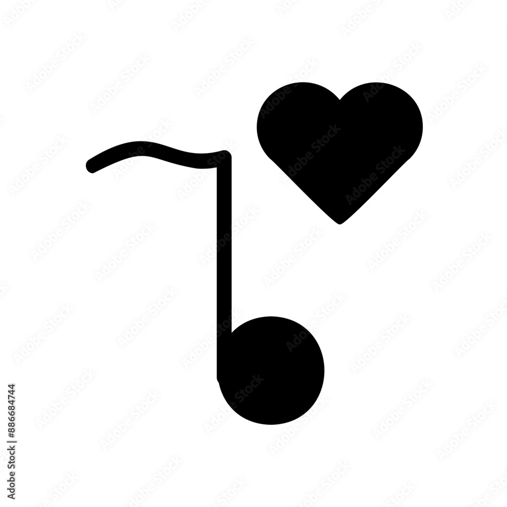 Heart Musical Note Fill Icon - Suitable for Web Page, Mobile App, UI, UX Design Heart Musical Note Fill Icon - Suitable for Web Page, Mobile App, UI, UX Design