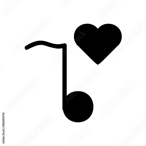 Heart Musical Note Fill Icon - Suitable for Web Page, Mobile App, UI, UX Design
