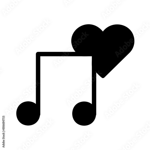 Heart Musical Note Fill Icon - Suitable for Web Page, Mobile App, UI, UX Design