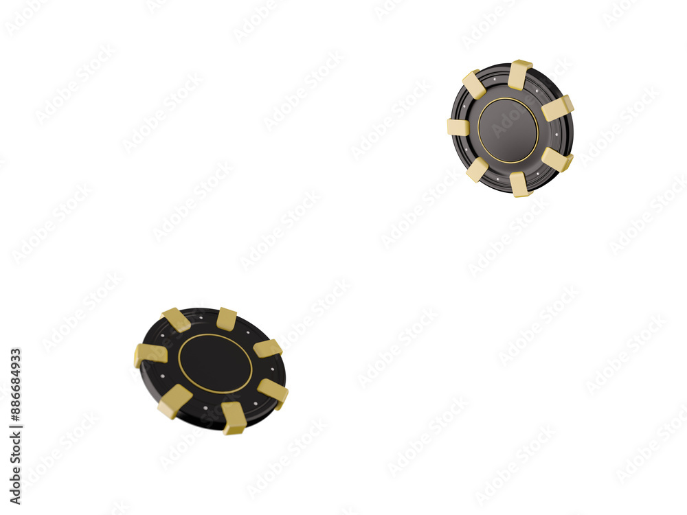Naklejka premium 3D illustration of casino chips, roulette