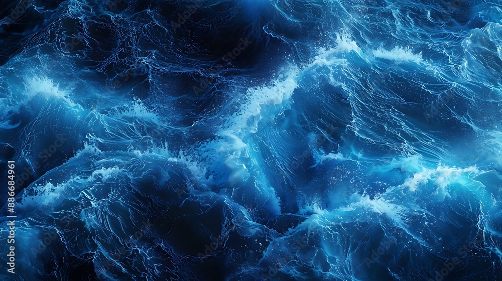 An ultra HD high-quality image of a deep blue stormy wave in a simplistic design, featuring bold neon highlights An ultra HD high-quality image of a deep blue stormy wave in a simplistic design, featuring bold neon highlights