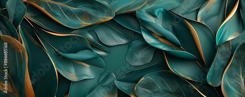 Abstract Green and Gold Leaf Pattern © Mark Pollini