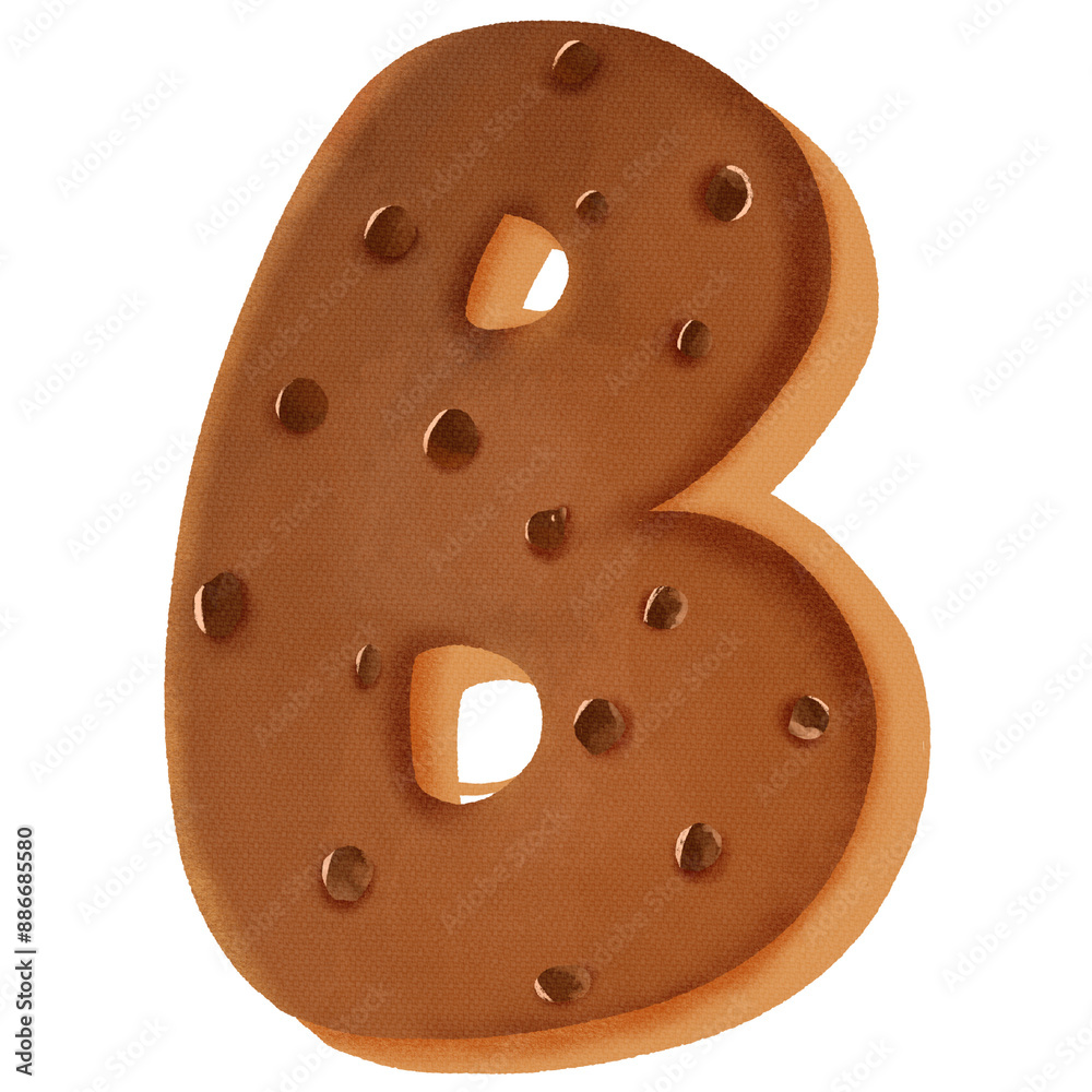 Fototapeta premium Cookie alphabet font. Cartoon chocolate chip cookie letters.