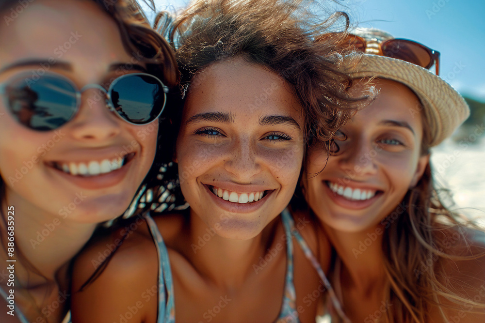 AI generated image of happy people enjoying summer weekend outdoors AI generated image of happy people enjoying summer weekend outdoors