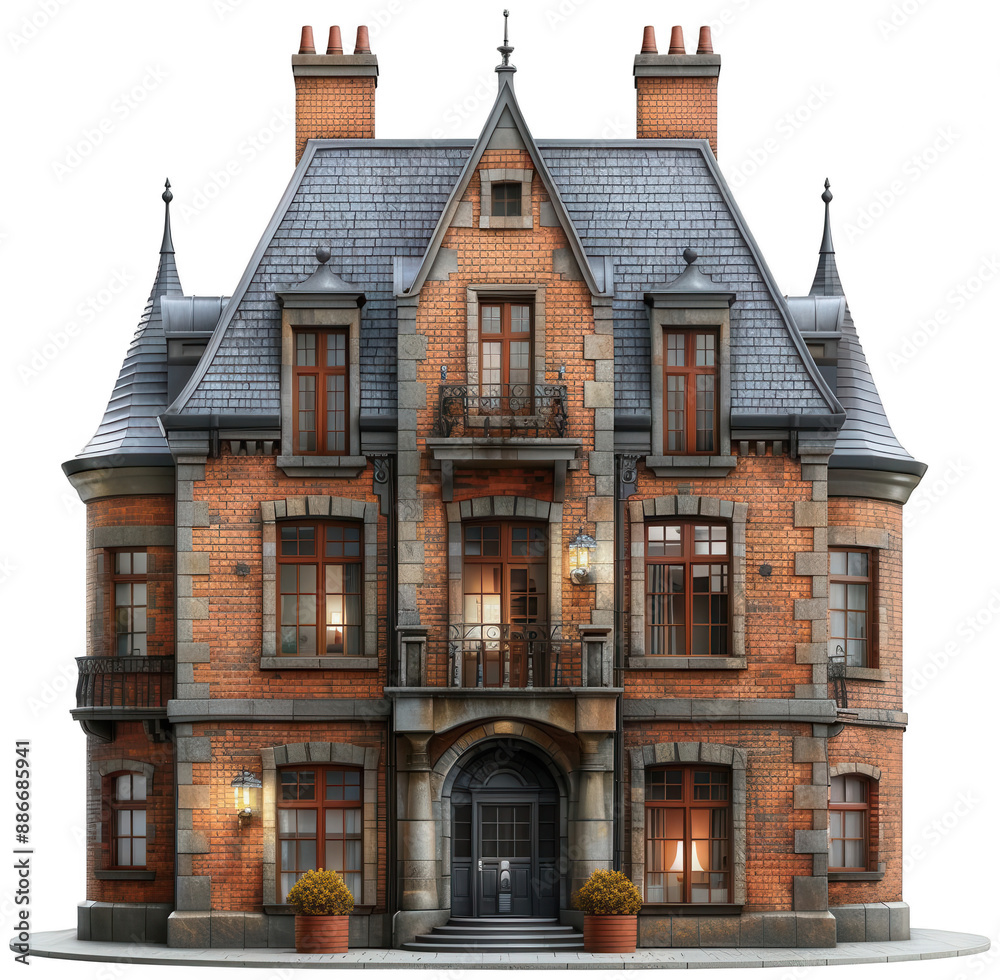 Fototapeta premium large brick building with a balcony and a balcony