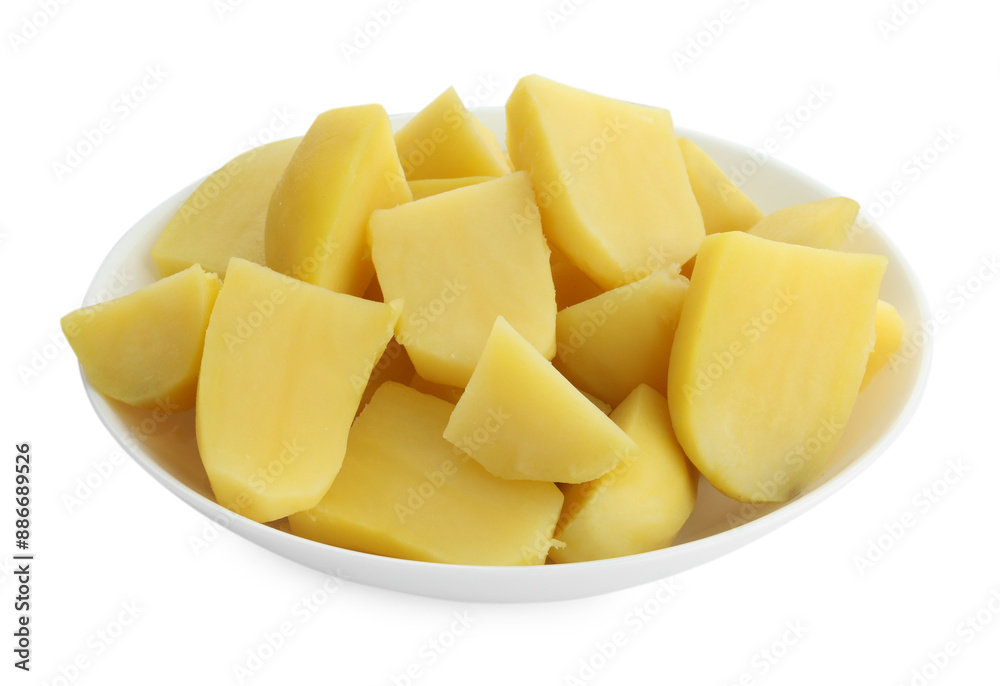 Boiled potatoes in bowl isolated on white Boiled potatoes in bowl isolated on white