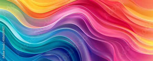 A colorful rainbow gradient wave background featuring undulating curves and seamless transitions