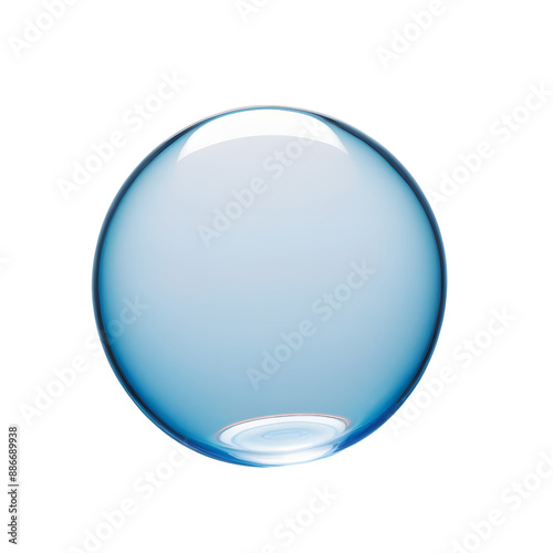 Single isolated blue bubble isolated on transparent background 