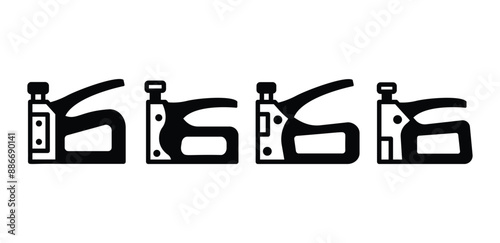 staple gun tool icon vector design black white color illustration collection set isolated