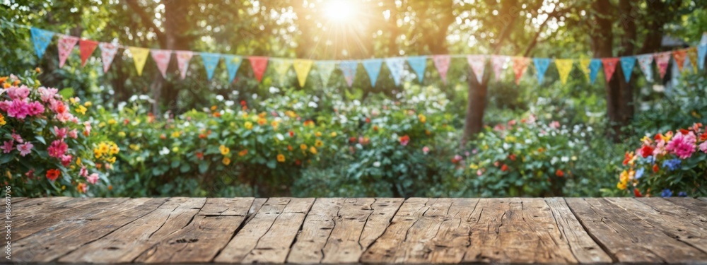 close-up wooden table foreground blurred background garden empty close-up wooden table foreground blurred background garden empty