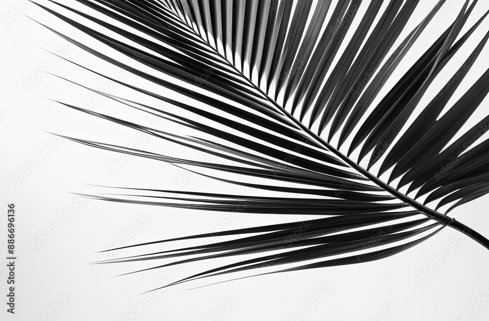 Obraz premium black palm leaf on white background