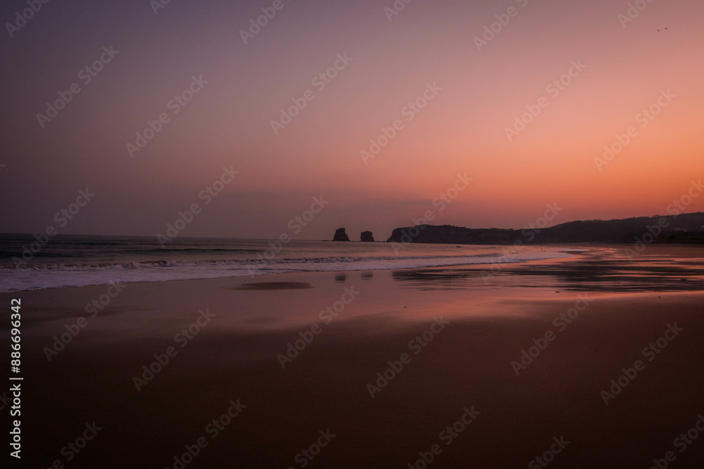 Sunrise on the beach of the two twins in Hendaye Sunrise on the beach of the two twins in Hendaye