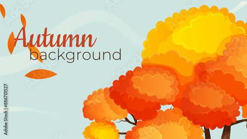 Minimalistic autumn background. Autumn background design with tree background design with falling leaves from tree