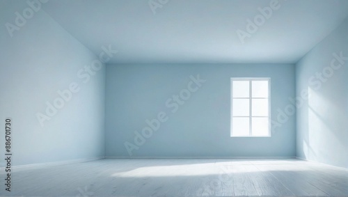 empty room light blue background has white floor