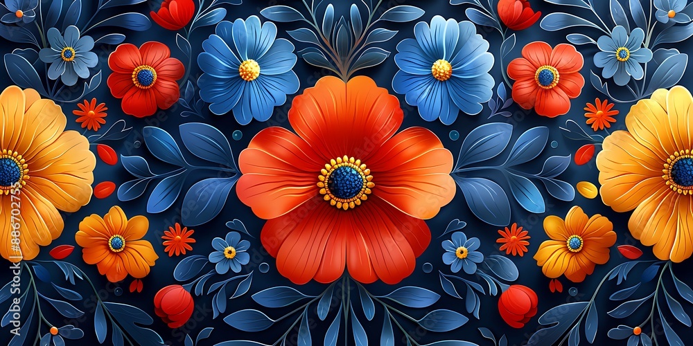 A Mexican pattern featuring vibrant floral motifs and intricate geometric shapes, bright colors, detailed textures, fine lines, cultural heritage, seamless design, hd quality. A Mexican pattern featuring vibrant floral motifs and intricate geometric shapes, bright colors, detailed textures, fine lines, cultural heritage, seamless design, hd quality.
