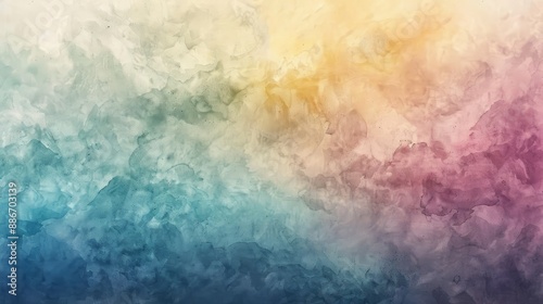 Abstract Watercolor Background with Blue, Yellow, and Purple Hues.