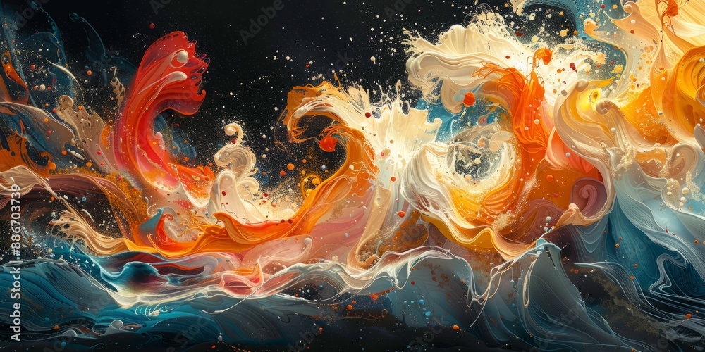 Abstract painting with surreal elements and vibrant colors, creating a dreamlike and fantastical scene, Abstract painting with surreal elements and vibrant colors, creating a dreamlike and fantastical scene,
