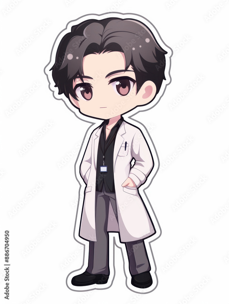 Die cut sticker anime art style chibi character Die cut sticker anime art style chibi character