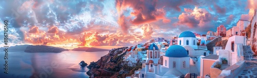 Sunset Over Oia, Santorini, Greece